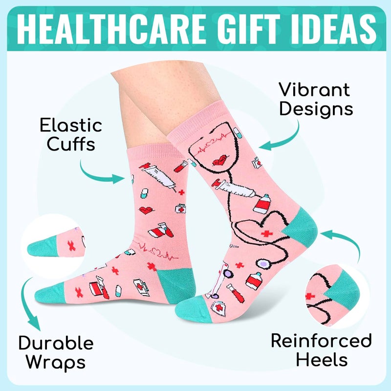 Happy Pop HAPPYPOP Doctor Nurse Socks for Women - Funny Doctors Nurses Gifts Nursing Students Gifts for Female New Nurse Graduation Gift CNA Gift - Image 2